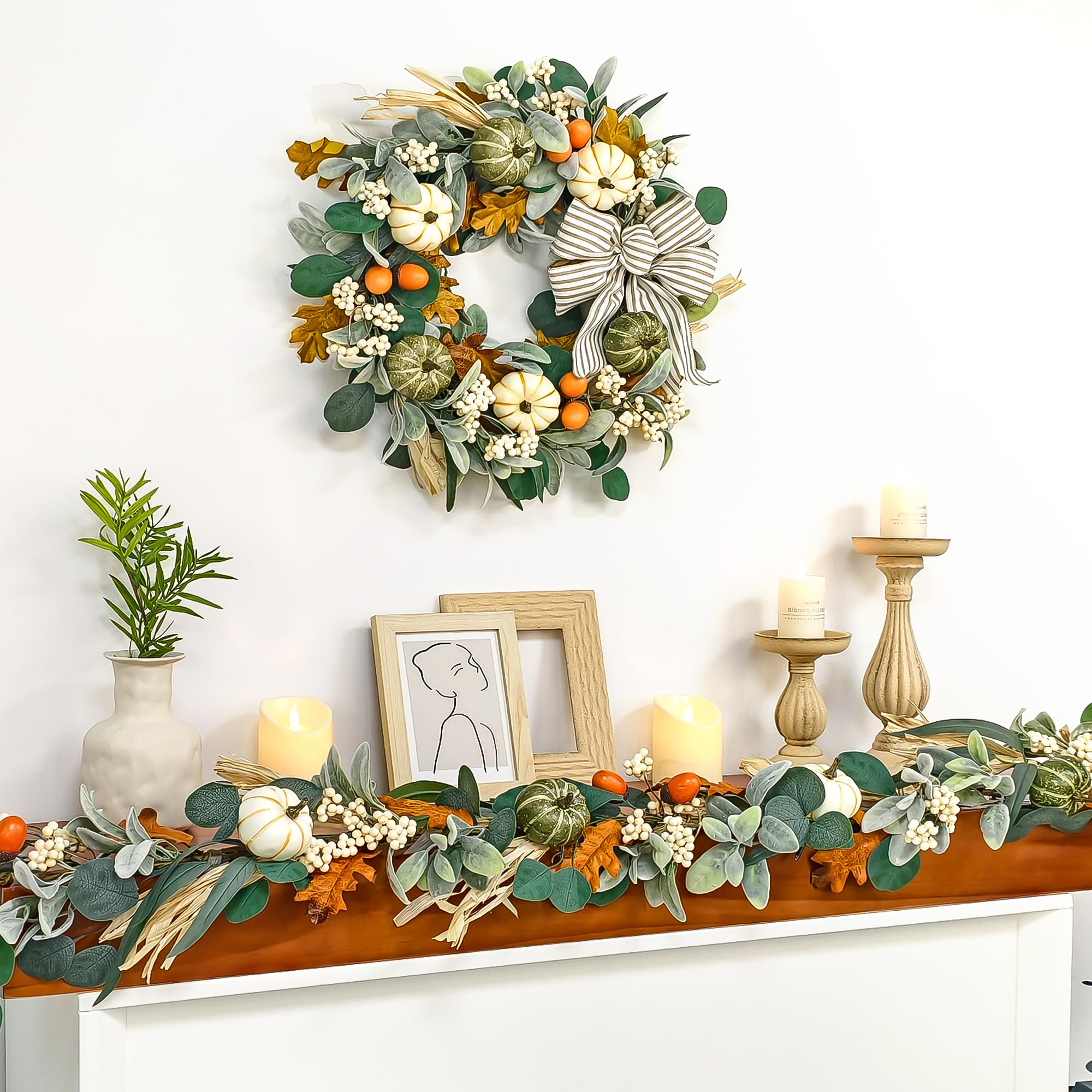 IDOGliitte+ styled on mantel illustrating versatile indoor autumn decor
