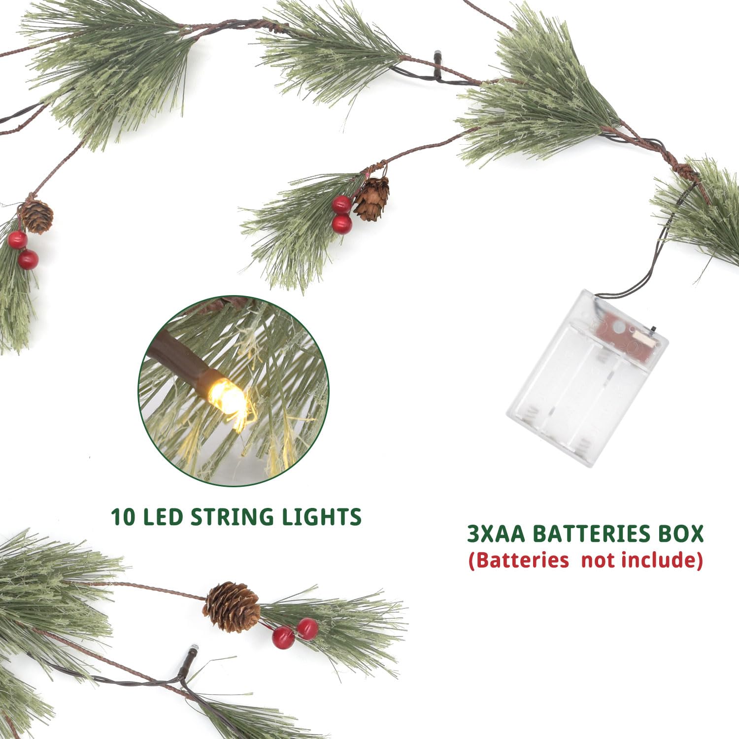 IDOGliitte+ garland with ruler scale shows true 6.4ft length