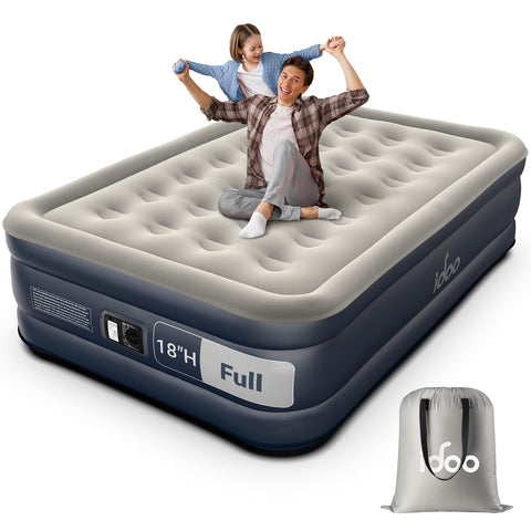 iDOO full air mattress front view showing raised profile and neat edges for comfortable sleep