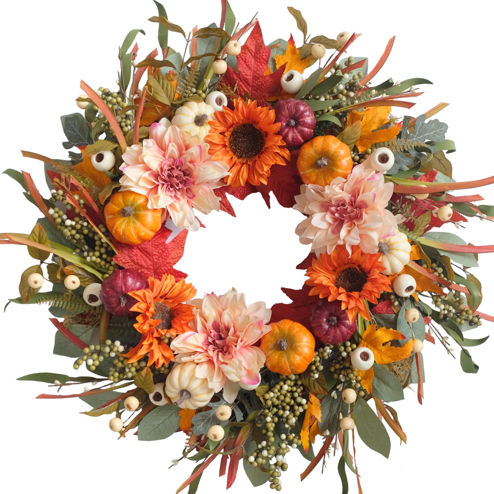 idyllic front door wreath creating warm curb appeal
