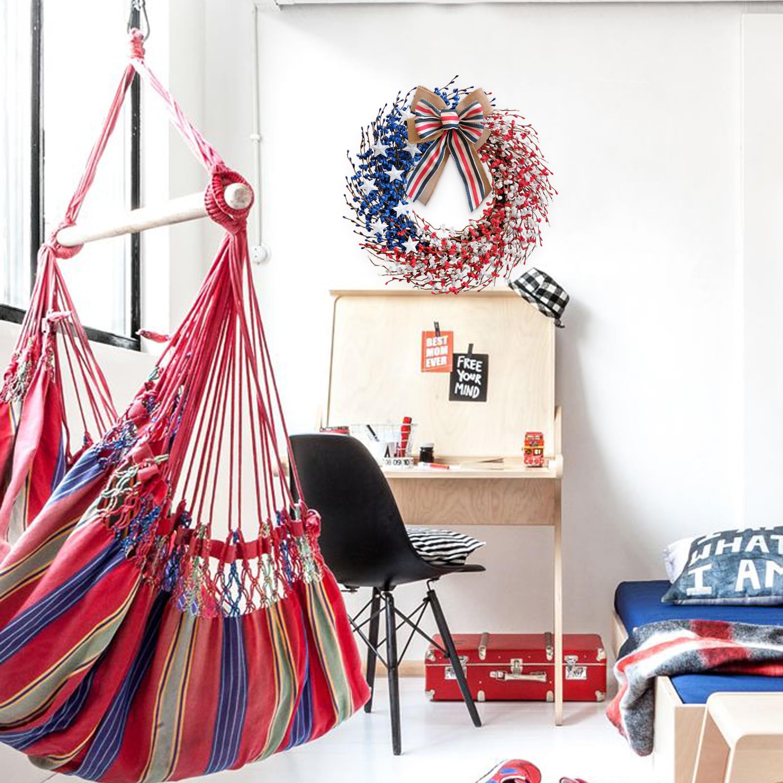 idyllic porch lifestyle shot showing wreath enhancing entry and welcoming guests