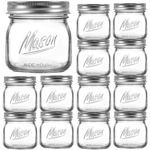 Ieavier front packaging showing full 12-piece mason jar set and contents benefit