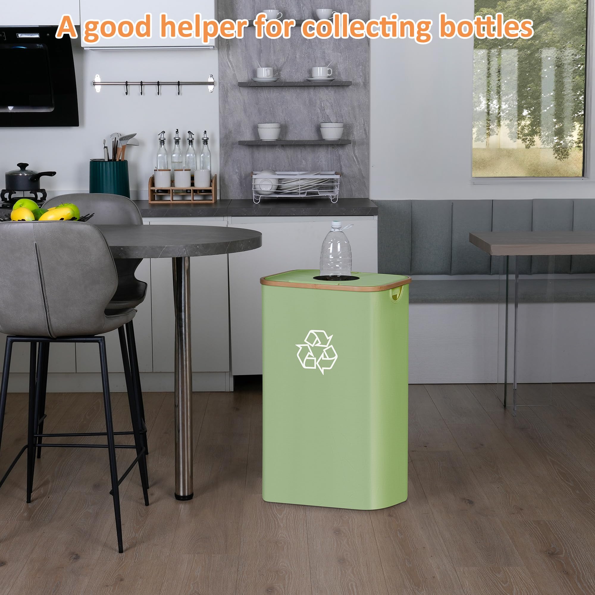 iEGrow placed in kitchen beside cabinet showing organized recycling solution