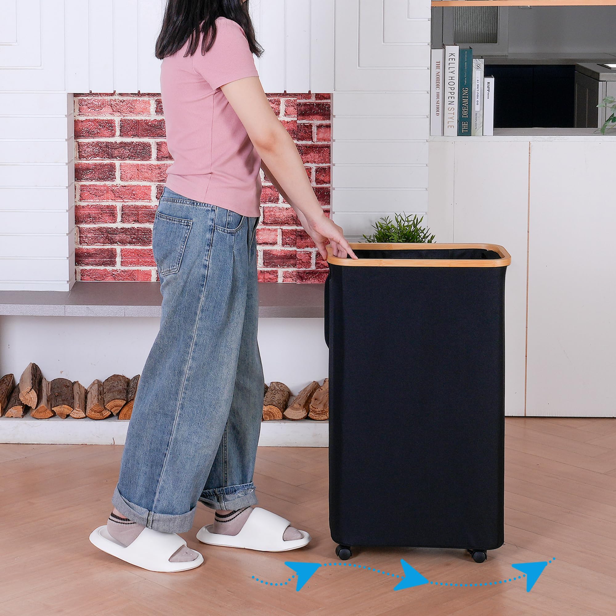 iEGrow caster wheels detail for easy rolling and effortless transport of laundry