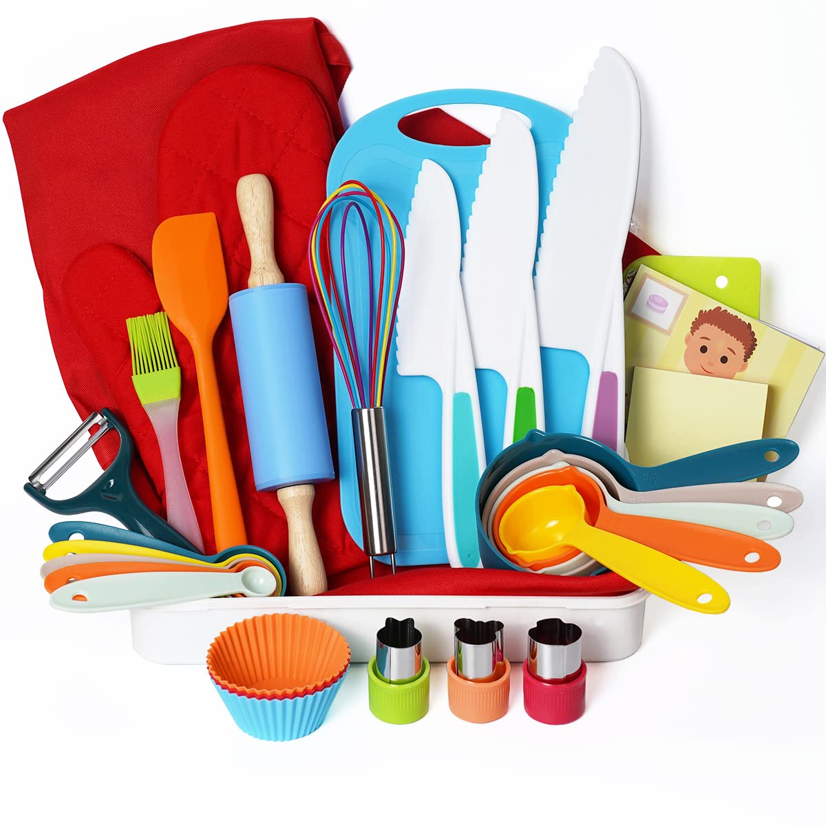 IELEK front packaging of entire kidz baking set showing organized gift box, inspires gift-ready baking