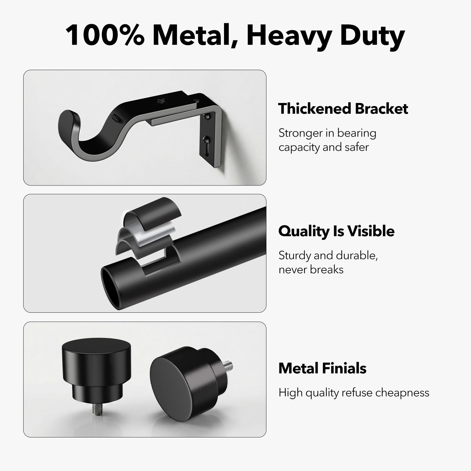 IFELS thickened bracket closeup illustrating reinforced support for heavy curtains