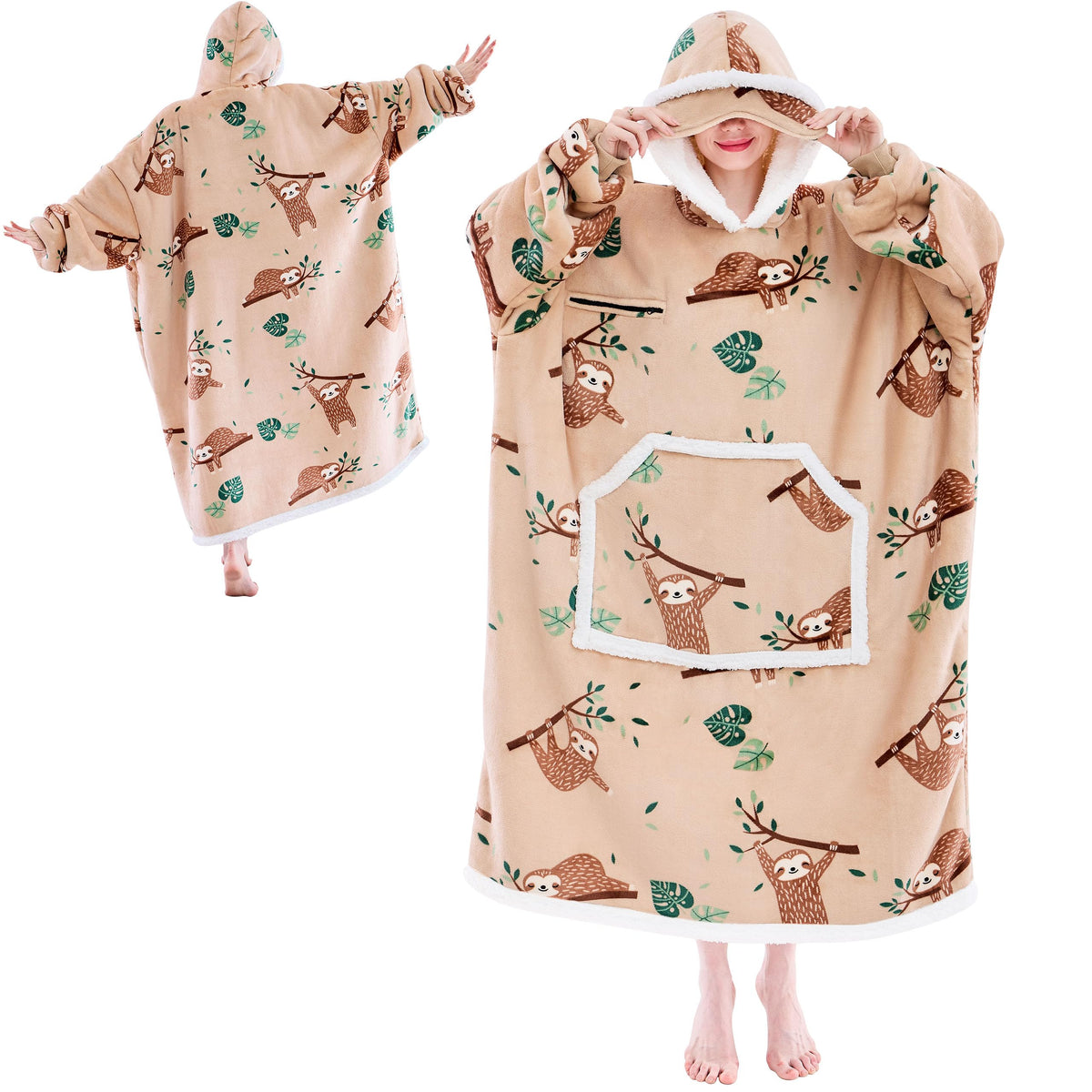 IFNOW front view sloth hoodie showing oversized fit and cozy look