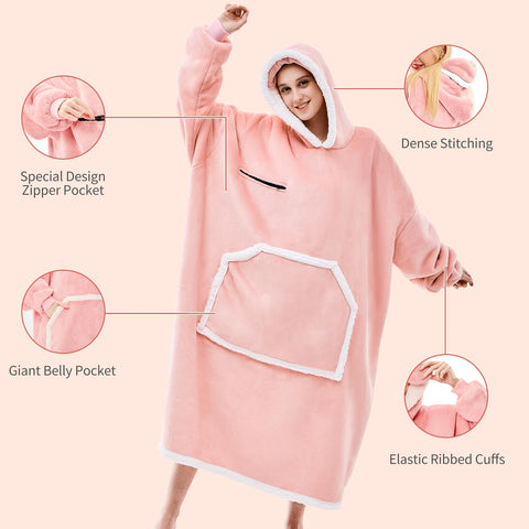 IFNOW wearable blanket shown on person to demonstrate one-size fit