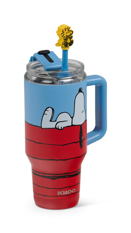 Igloo Snoopy lid detail showing threaded leakproof seal for spill protection