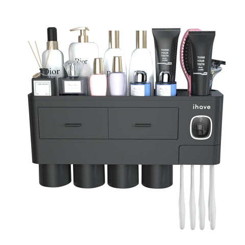iHave installed in bathroom over sink showing space-saving organization and tidy counter