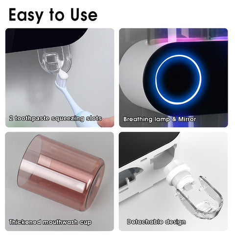 iHave four toothbrush slots holding electric and manual brushes to reduce countertop clutter