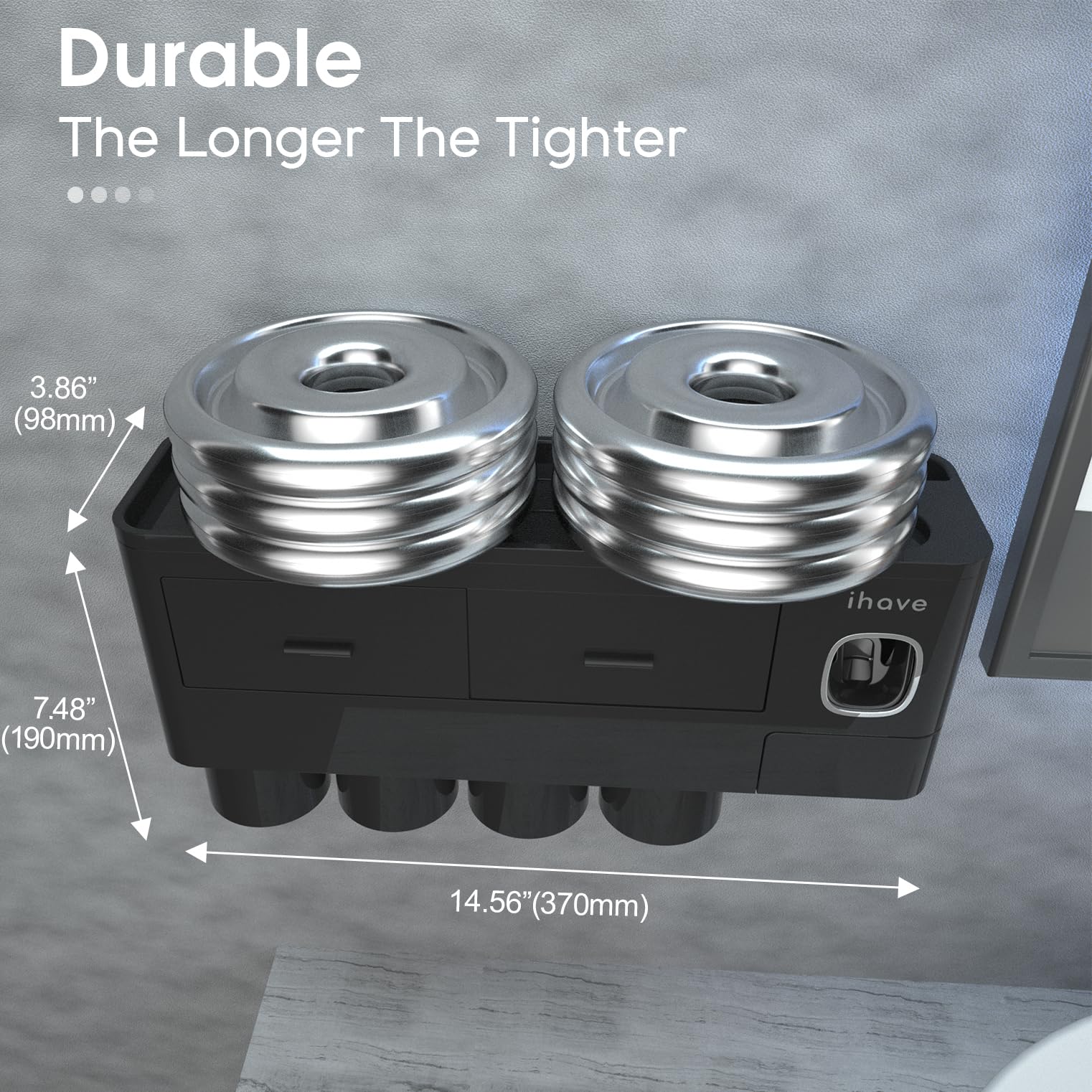 iHave close-up of toothpaste dispenser showing easy one-press dispensing and removable design