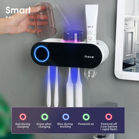 iHave size comparison with ruler and two cups showing compact footprint and storage capacity