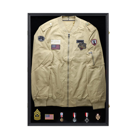 IHEIPYE shadow box mounted on wall in home office, creating a respectful commemorative focal point