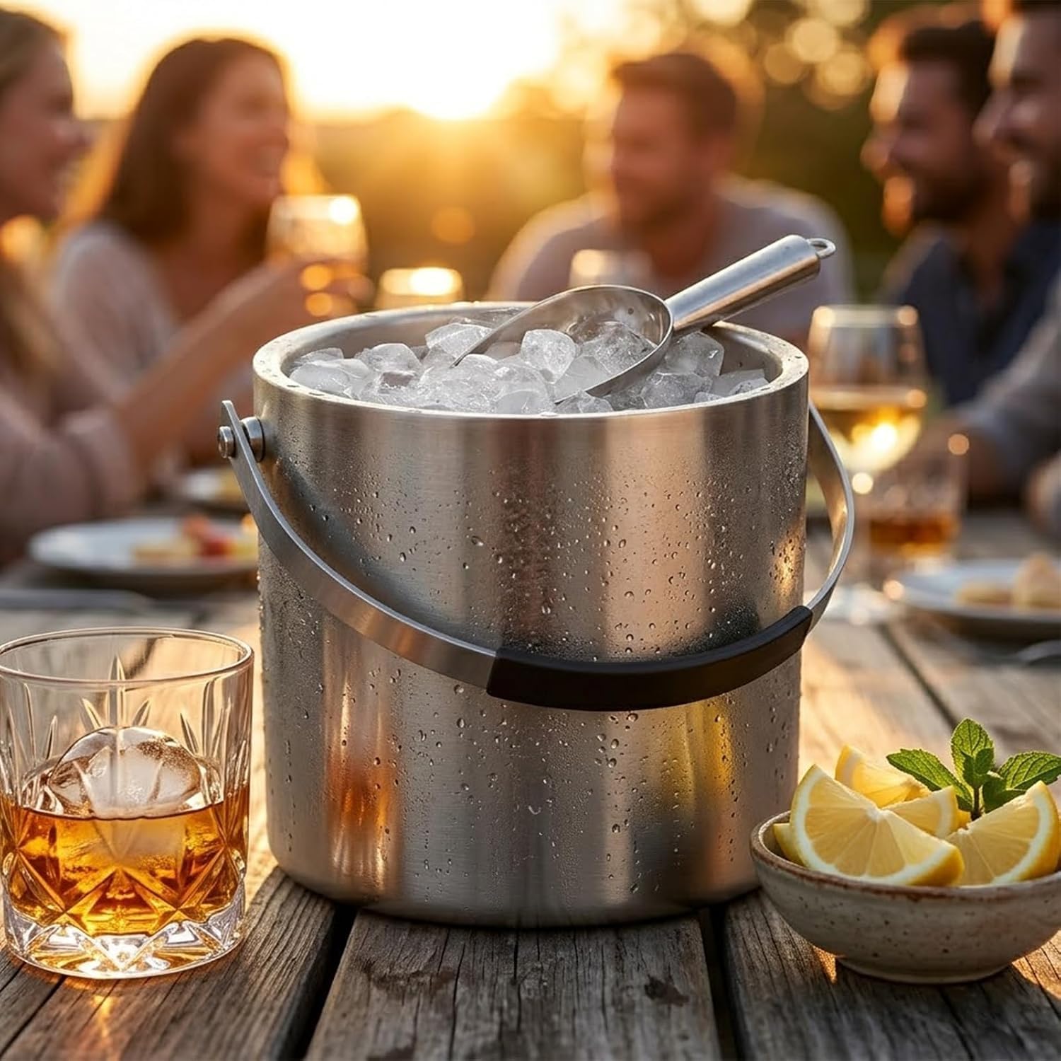 iHoo ice bucket holding wine and champagne bottles to demonstrate 3.2L capacity benefit