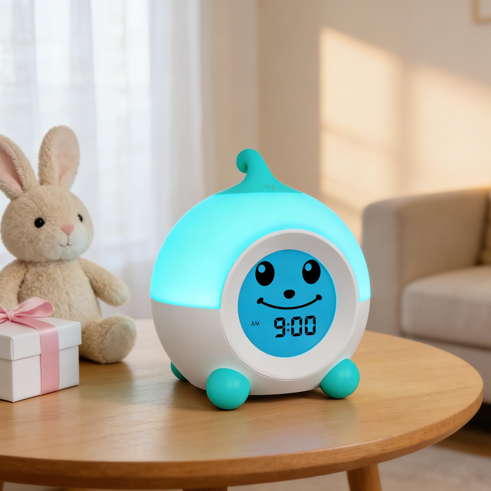 iHoo timer button press illustrating quick-start nap timer convenience