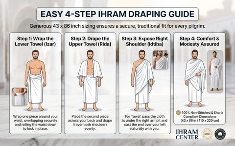 IHRAM CENTER drying on line demonstrating quick-dry performance after wash