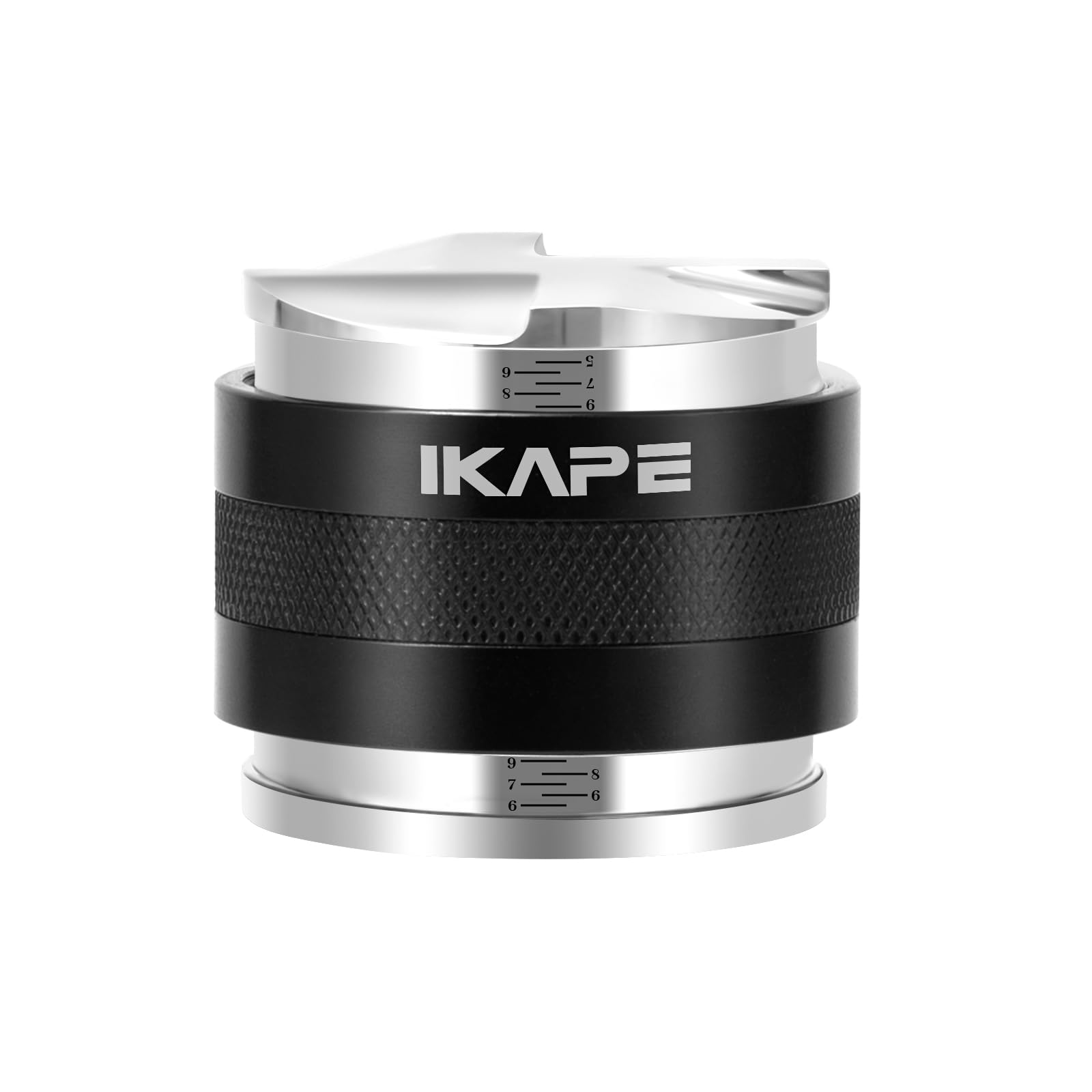 IKAPE front view of distributor tamper showing compact two-in-one design and durable build