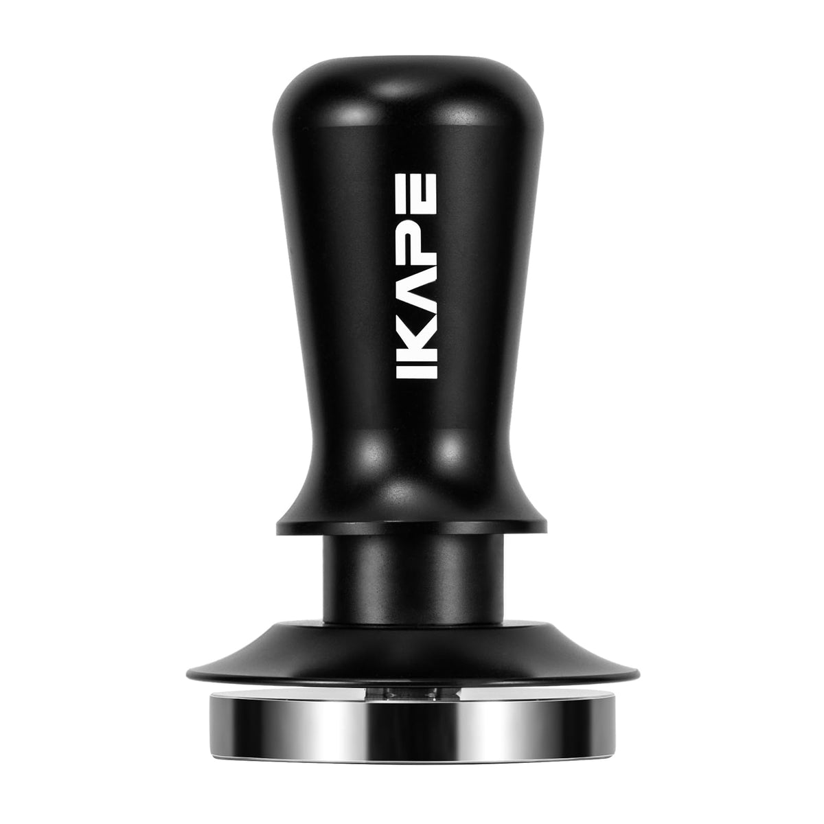 IKAPE front view 51mm tamper showing ergonomic black handle and stable grip benefits