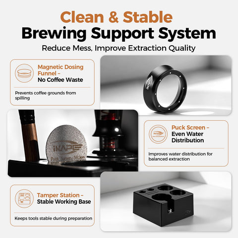 IKAPE stirrer and brush detail for precise distribution and cleaning