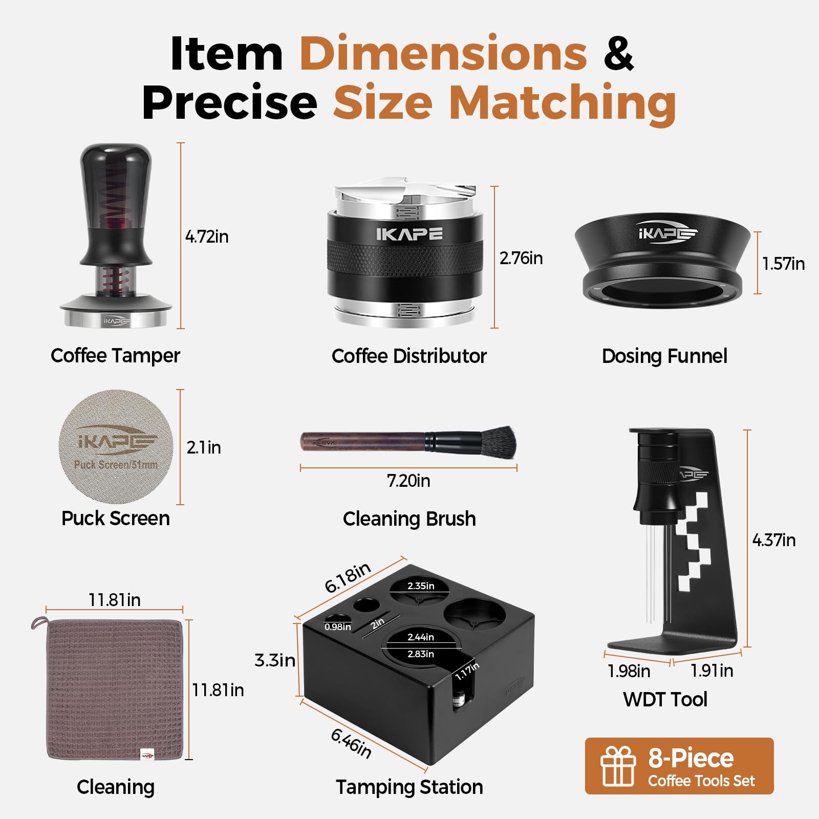 IKAPE close-up of tamper and distributor offering consistent compression