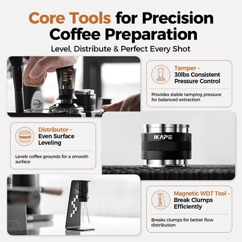 IKAPE tamper station holding tamper for organized, tidy workflow