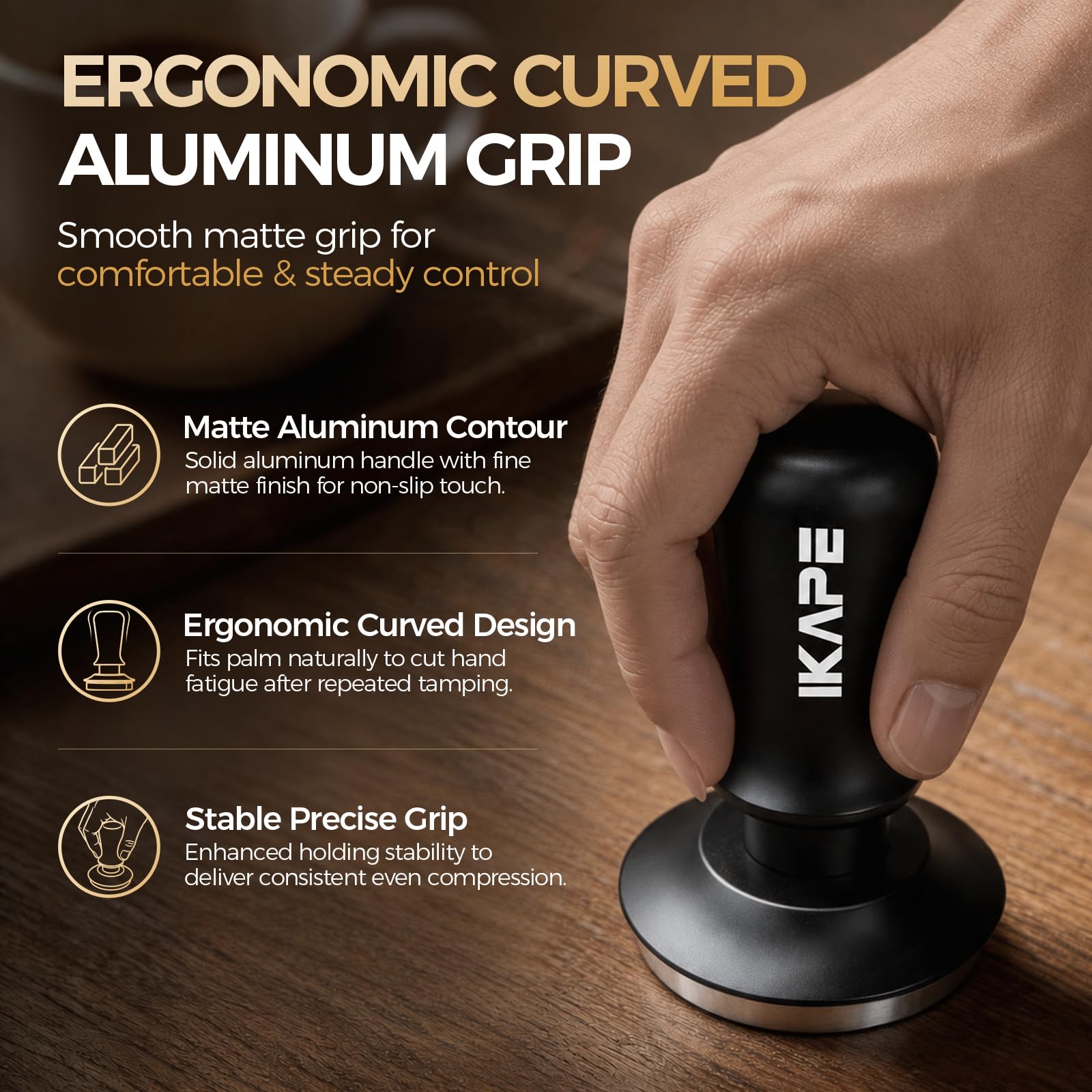 IKAPE threaded base connection showing secure fit and reduced wobble benefit