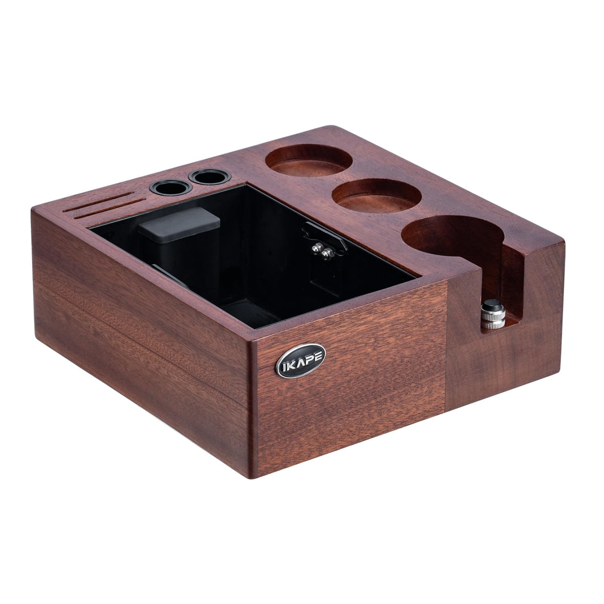 IKAPE front view walnut station keeps tools organized and looks elegant