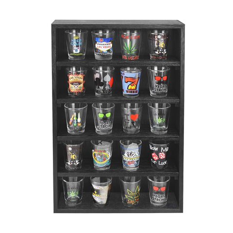Ikee Design shelf in use with figurines and spice jars demonstrating versatile display benefit