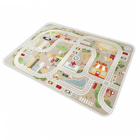 IKITOT front view of playmat showing road city design and play benefit