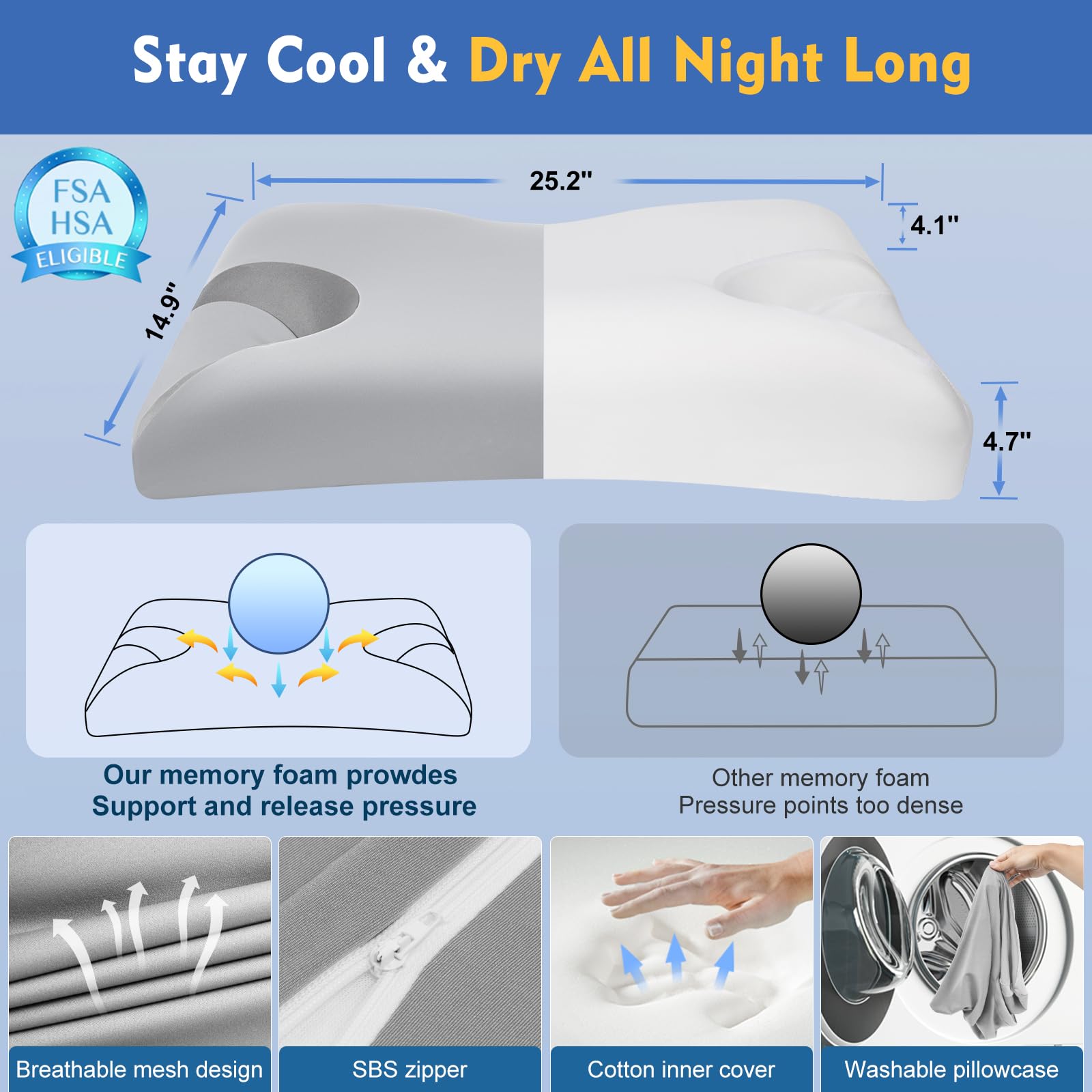 IKSTAR pillow in use by side sleeper keeping mask stable and sealed