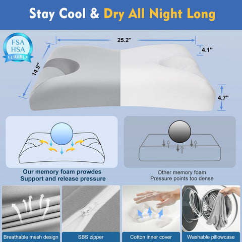 IKSTAR pillow in use by side sleeper keeping mask stable and sealed