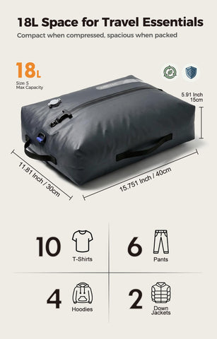 IKYWT compressed packing cube inside carry-on suitcase showing space saved
