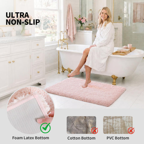 ILANGO placed by tub showing quick absorption and tidy bathroom look