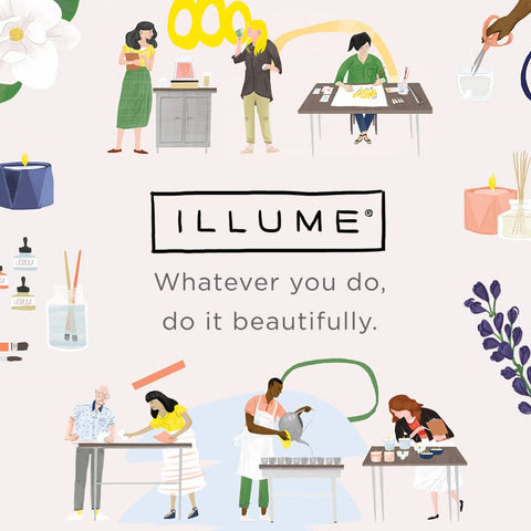 Illume balsam & cedar tin next to hand for scale and gift-ready presentation benefit