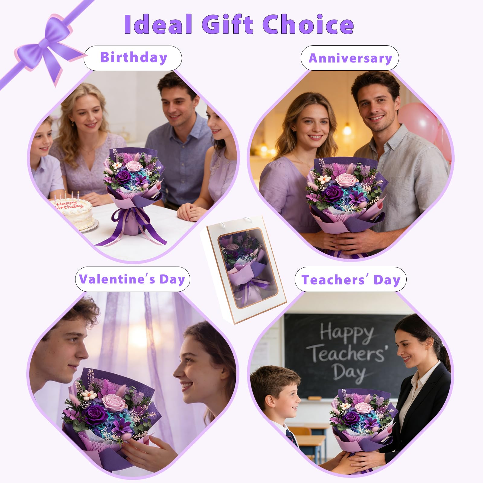 iLovDesign bouquet styled on bedroom shelf, shows decor impact and long-lasting beauty