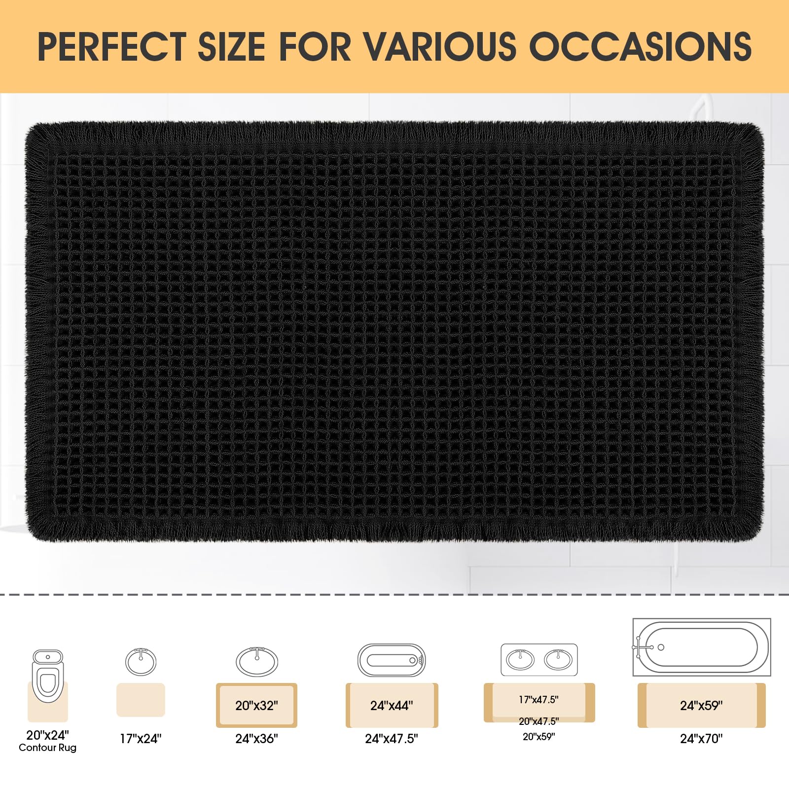 IM HOME bath mat placed by tub showing stylish use and water control