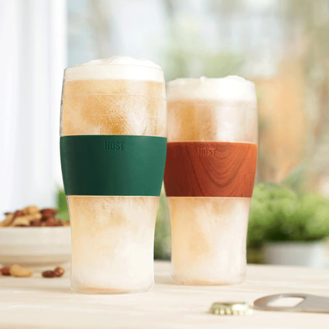 Host Freeze Freezable 16oz Pint Set (Green) — Double-Walled Insulated Tumblers, Silicone Grip, Set of 2