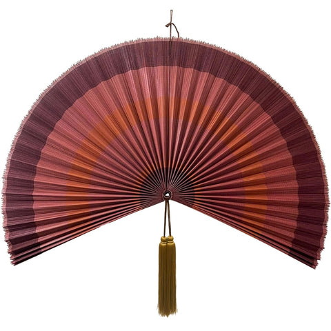ChumDecor Bamboo Wall Fan — 48 in Terracotta, Handcrafted Japanese-Style with Adjustable Tassel