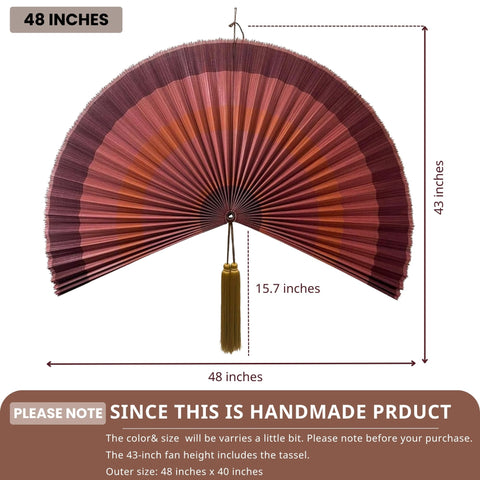 ChumDecor Bamboo Wall Fan — 48 in Terracotta, Handcrafted Japanese-Style with Adjustable Tassel
