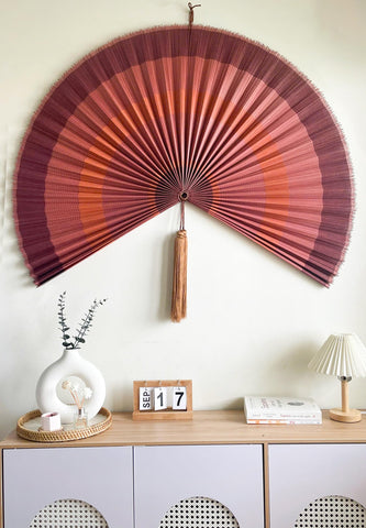 ChumDecor Bamboo Wall Fan — 48 in Terracotta, Handcrafted Japanese-Style with Adjustable Tassel