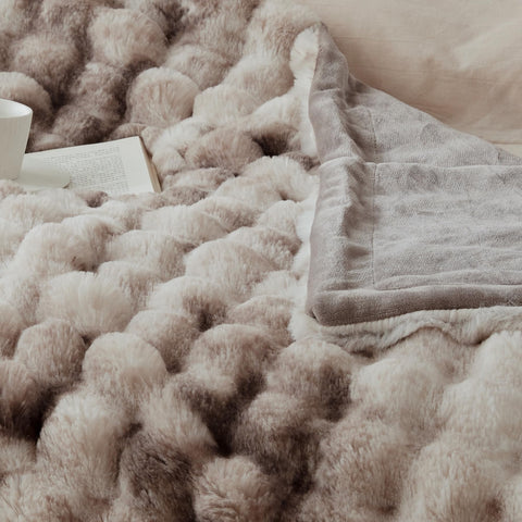 COOVA Faux Fur Throw Blanket for Couch — 50x60 Tie-Dye Brown, 700GSM Bubble Plush