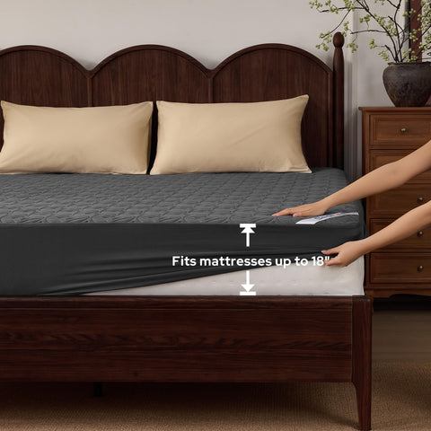 BEDLORE Waterproof Mattress Protector Queen Size — Noiseless, Quilted Deep-Pocket (Fits to 18")