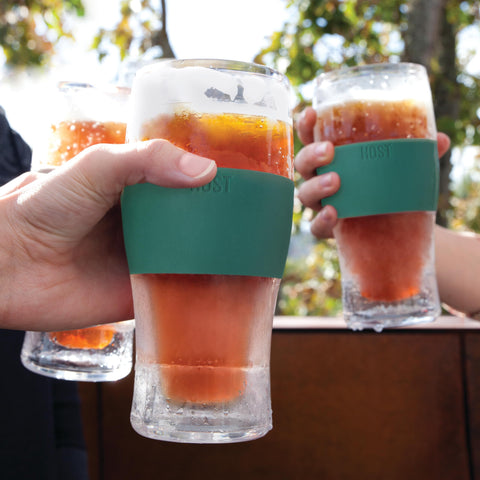 Host Freeze Freezable 16oz Pint Set (Green) — Double-Walled Insulated Tumblers, Silicone Grip, Set of 2