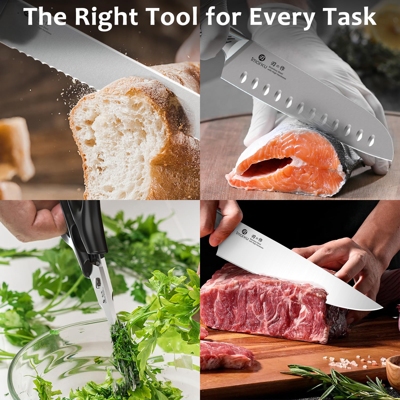 imarku bread knife slicing loaf smoothly showing effortless cutting performance