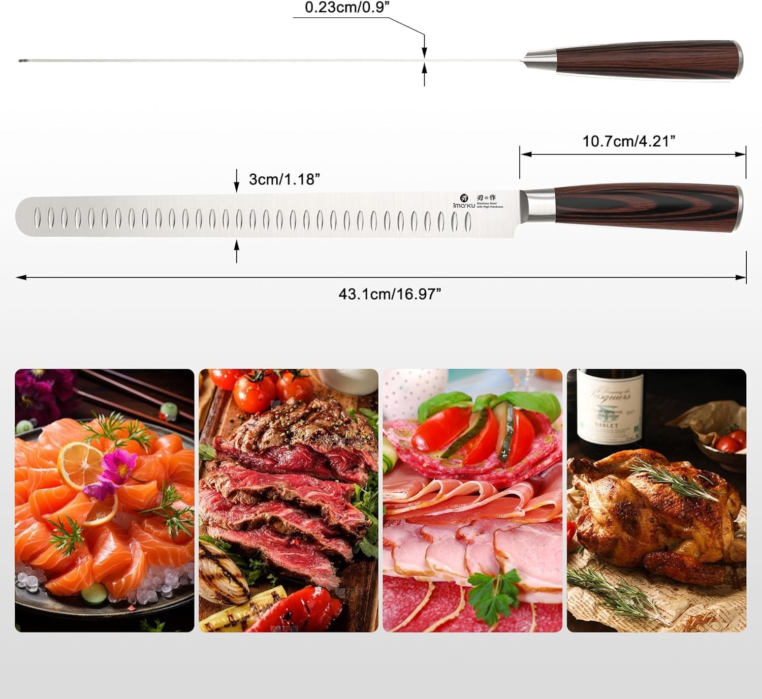 imarku slicing brisket with knife in hand demonstrating smooth single-stroke cutting
