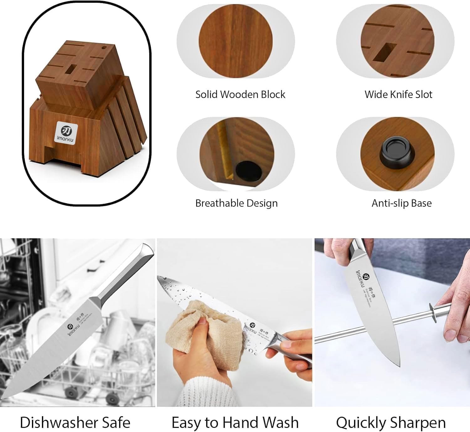imarku built-in sharpener slot close-up enabling quick pull-through edge maintenance