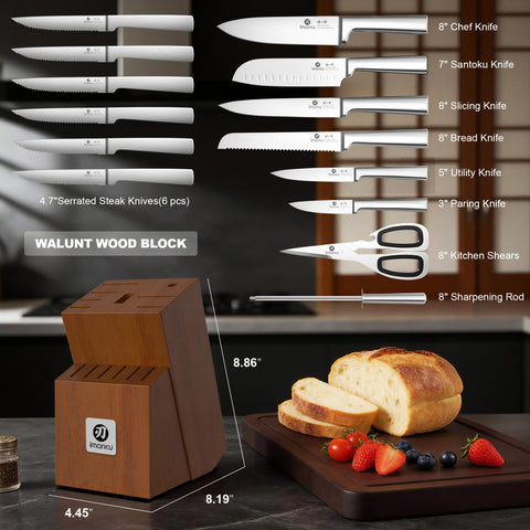 imarku close-up of chef knife edge highlighting ultra-sharp blade for precise cuts