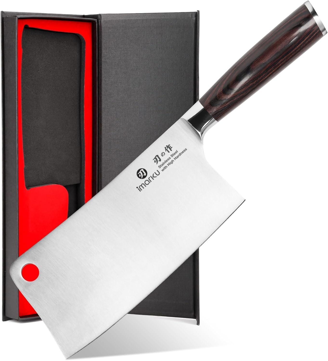 imarku cleaver front view showing full blade and balanced design benefit: clear visual of shape