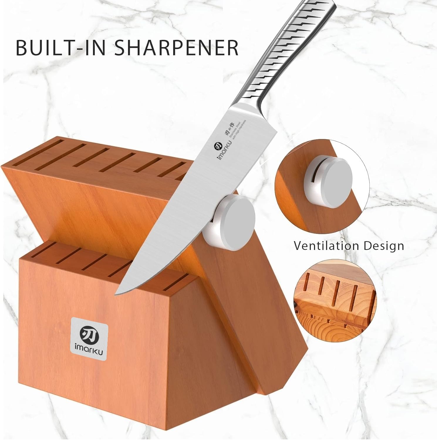 imarku blade close-up highlighting high-carbon steel edge for precise slicing